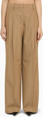 Camel wool baggy trousers