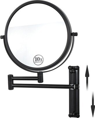 Simplie Fun 8-inch Wall Mounted Makeup Vanity Mirror, Height Adjustable, 1X / 10X Magnification Mirror, 360Â° Swivel with Extension Arm (Black)