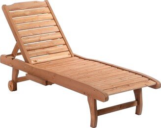 No Outsunny Reclining Wood Outdoor Chaise Lounge