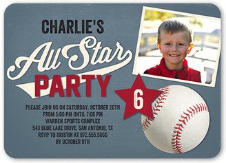 Boy Birthday Invitations: All Star Fun Birthday Invitation, Blue, Matte, Signature Smooth Cardstock, Rounded