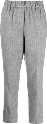 Pinstripe-Pattern Tapered-Leg Trousers