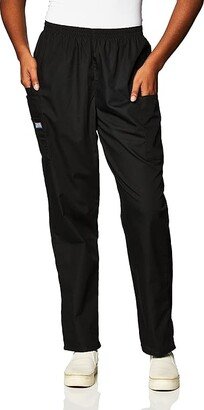 Workwear Originals Women Scrubs Pant Natural Rise Tapered Pull-On Cargo 4200 (Black) Women's Clothing