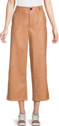 Faux Leather Cropped Flared Pants