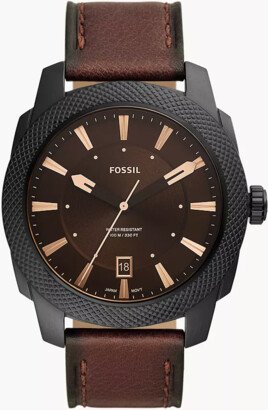 Machine Three-Hand Date Dark Brown Litehide™ Leather Watch