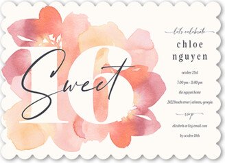 Sweet Sixteen Invitations: Fancy Flowers Birthday Invitation, Pink, 5X7, Pearl Shimmer Cardstock, Scallop