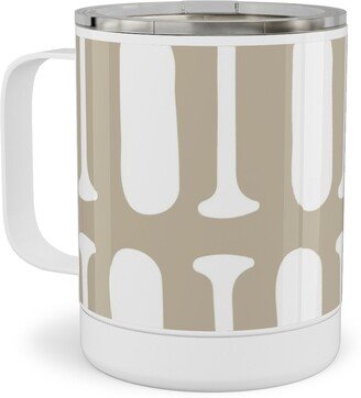 Travel Mugs: Nautical Boat Oars/Paddles - Neutral Beige Stainless Steel Mug, 10Oz, Beige