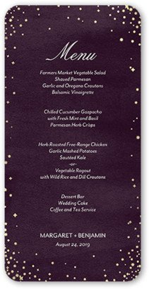 Wedding Menu Cards: Elegant Sky Wedding Menu, Purple, 4X8 Flat Menu, Standard Smooth Cardstock, Rounded