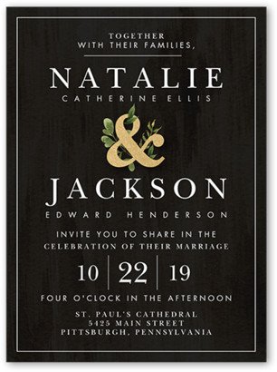 Wedding Invitations: Verdant Union Wedding Invitation, Black, 6X8, Matte, Signature Smooth Cardstock, Square