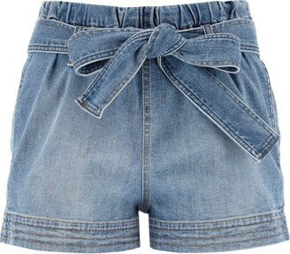 Belted Denim Shorts-AF