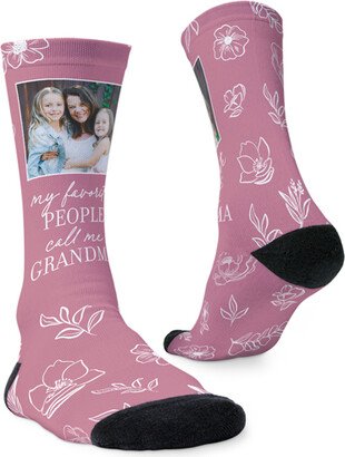 Socks: Floral Favorite Custom Socks, Pink