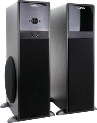 beFree Sound Bfs-750 2.1 Channel 80 Watt Bluetooth Tower Speakers with Remote and Microphone