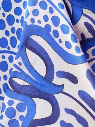 Printed silk twill midi dress