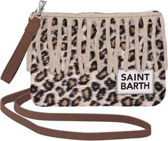 Leopard-Printed Fringed Shoulder Bag