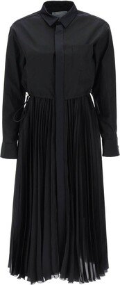 Pleated Midi Shirt Dress