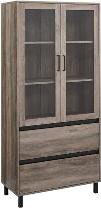 68 Glass Door Storage Hutch with Drawers - Saracina Home