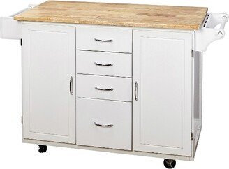 Cottage Country Wood Top Kitchen Cart White - Buylateral