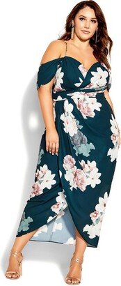 Women's Plus Size Emerald Floral Maxi Dress - - 14W