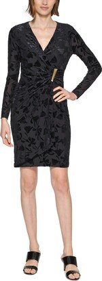 Petite Burnout Velvet Ruched Side-Bar Dress