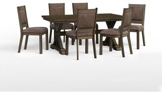 Drew & Jonathan Home Denman Dining 7-Pc Set (Rectangle Trestle Table + 6 Side Chairs)