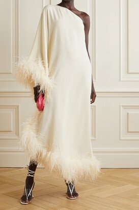 + Net Sustain Ubud One-shoulder Feather-trimmed Crepe Maxi Dress - Ivory