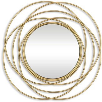 Contemporary Home Living 20.25 Gold Spiral Bamboo Inspired Round Wall Mirror