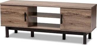 2 Door Arend Two-Tone Wood TV Stand for TVs up to 55 Brown