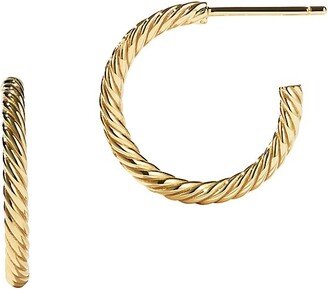 Lucia Goldtone Sterling Silver Medium Rope Hoop Earrings