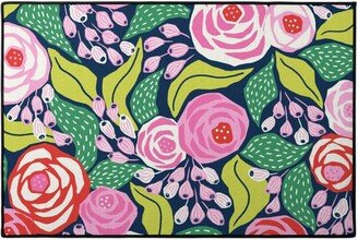 Door Mats: Colorful Papercut Roses Door Mat, Pink