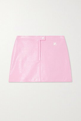 Appliquéd Cotton-blend Vinyl Mini Skirt - Pink