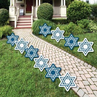 Big Dot Of Happiness Happy Hanukkah - Star of David Lawn Decor - Outdoor Chanukah Yard Decor - 10 Pc