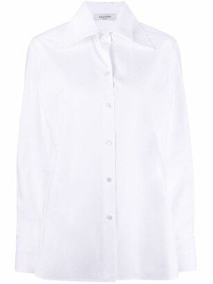 Oversized Pointed-Collar Button-Front Shirt