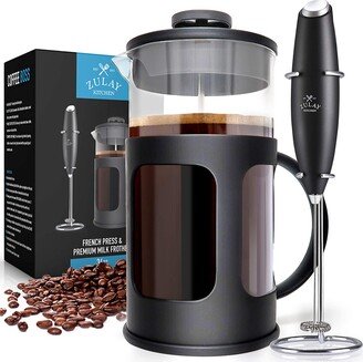 Premium French Press Coffee Pot and Milk Frother Set