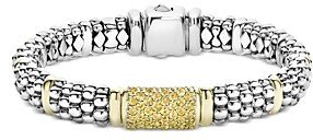 18K Yellow Gold & Sterling Silver Signature Caviar Yellow Sapphire Pave Link Bracelet
