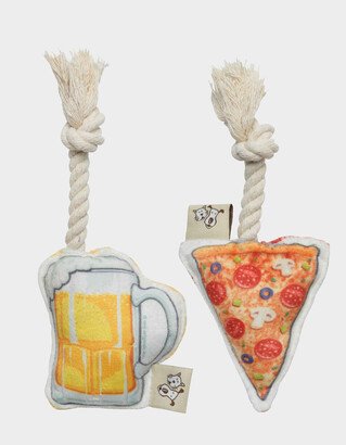 Mini Dog Toy Pizza And Beer Set