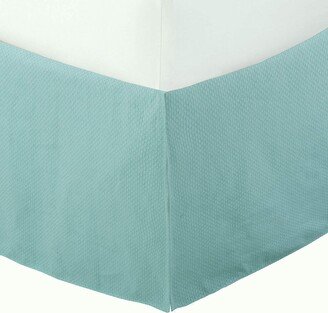 Cozy Line Home Fashions Teal Turquoise Honeycomb Pattern Cotton Jacquard Pleated Bed Skirt Tailored Dust Ruffle w/ Split Corners 16 Drop