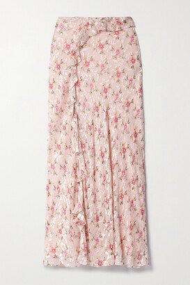 Sumi Floral-print Fil Coupé Chiffon Maxi Skirt - Pink