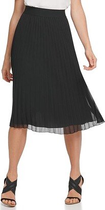 Women's Pull on Pleated Maxi Skirt (Black) Women's Skirt