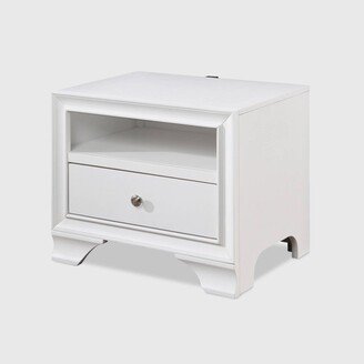 Edmond 1 Drawer Nightstand with USB White - ClickDecor