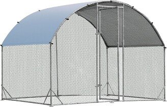 Tangkula Large Metal Chicken Coop Outdoor Galvanized Dome Cage w/ Cover 9 ft x 6.2 ft