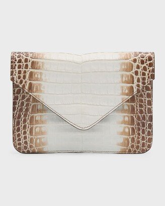 Maria Oliver Crocodile Pouch Wristlet Clutch Bag with Crossbody Strap