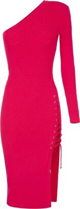 Fucshia One-shoulder Knitted Dress