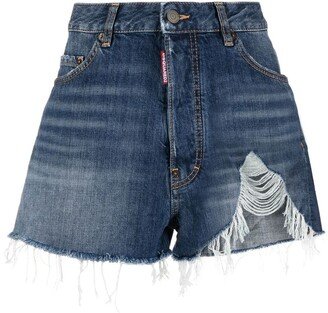 Distressed Denim Shorts-AQ