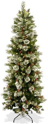 National Tree Company 7.5' Wintry Pine Slim Hinged Tree With Folding Stand & 400 Clear Lights