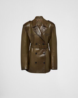 Double-breasted Leather Coat-AL