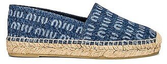 Denim Logo Flat Espadrilles in Blue