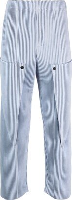 Unfold straight-leg pleated trousers