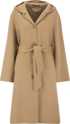 Duon Belted-Waist Hooded Coat