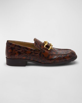 Monsieur Croco Bit Slip-On Loafers