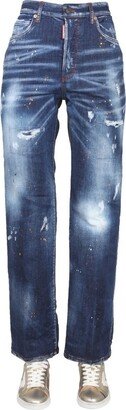 Distressed Straight-Leg Jeans-AT