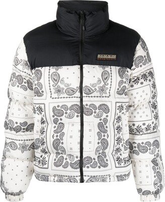 Bandana-Print Padded Jacket-AA